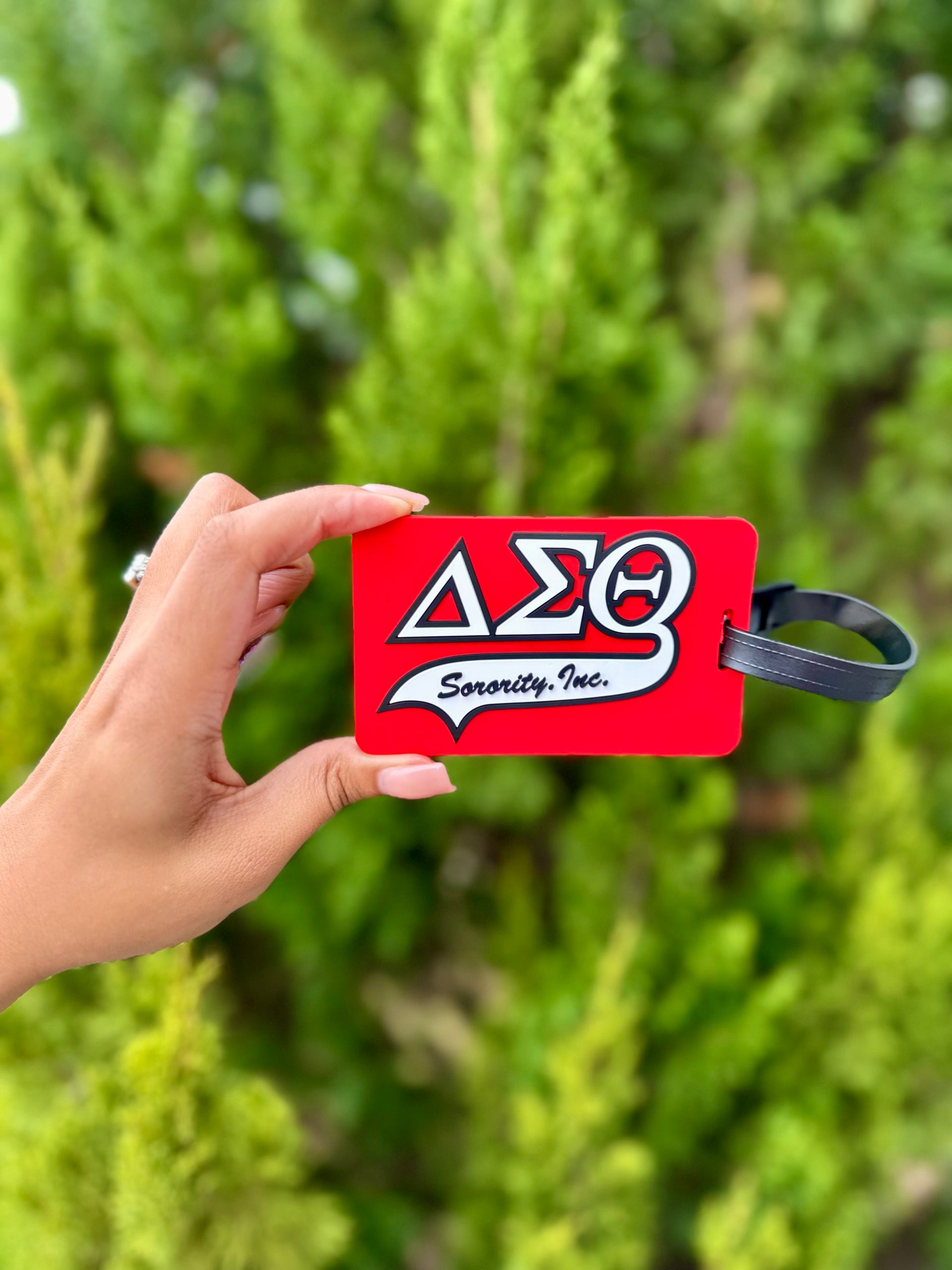 DST Red Greek Lettered Luggage Tag