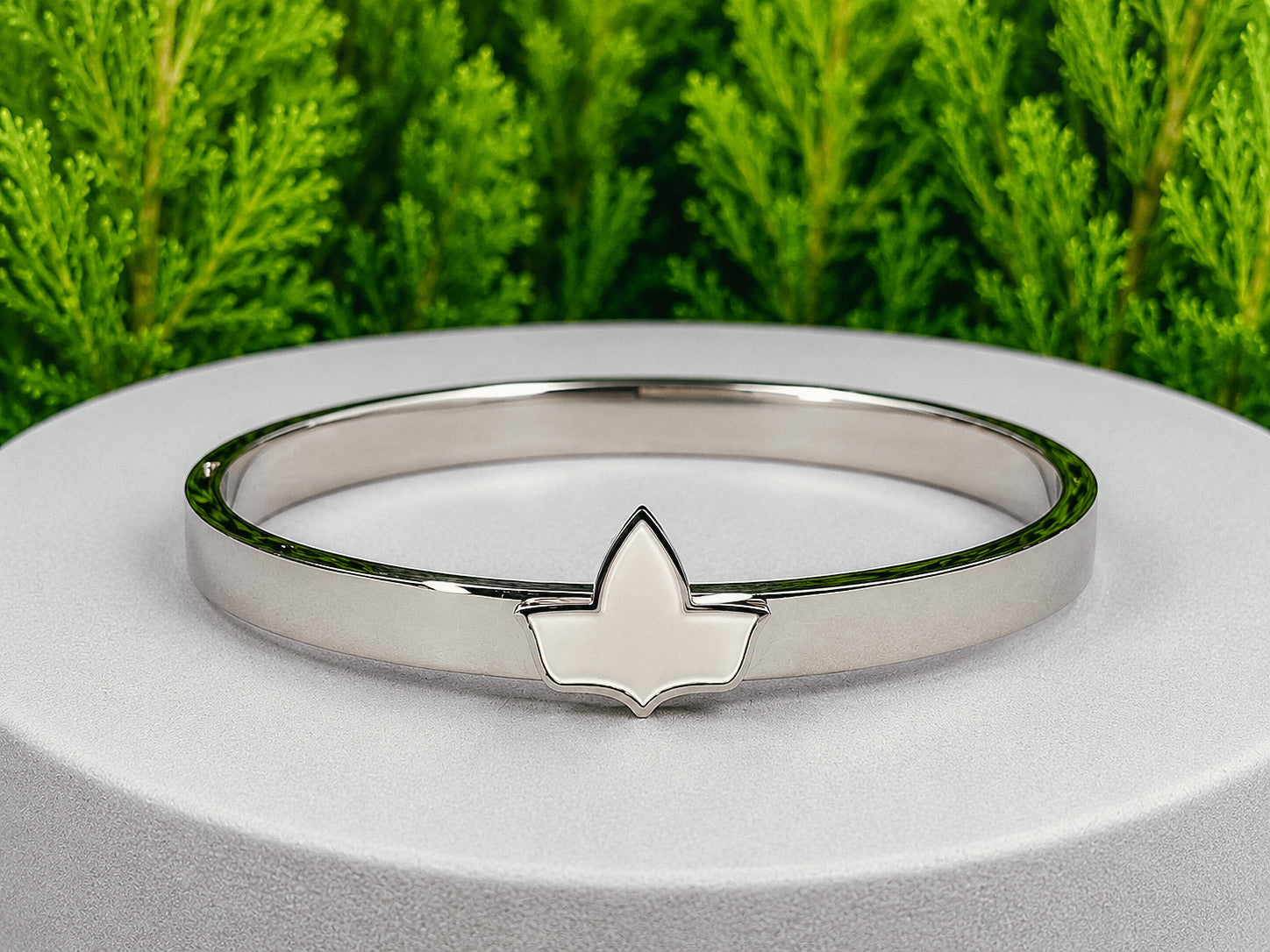 AKA All Silver Ivy Leaf Bangle Bracelet